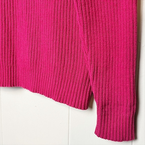 VTG Disney Winnie the Pooh Ribbed Turtleneck Sweater Large 90s hot pink cotton - Picture 4 of 10